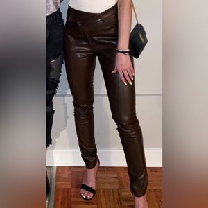 Brown faux leather pants